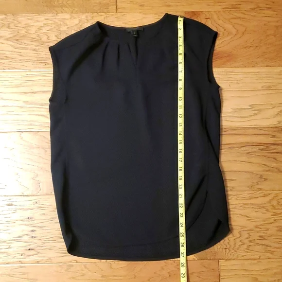 J. Crew Black Shell Top Cap Sleeve Size 2 Small Sleeveless - Picture 3 of 7